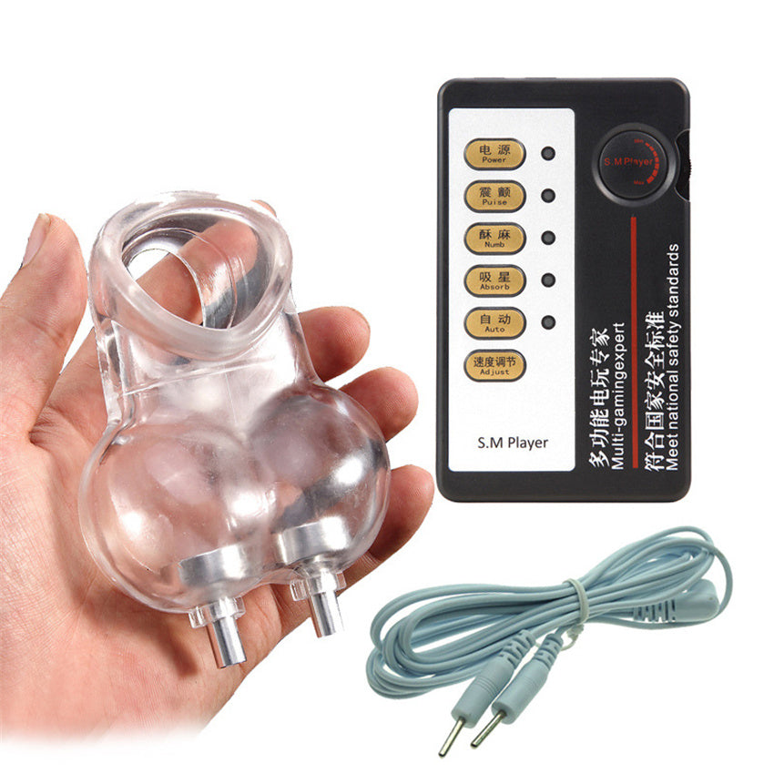Male Electric Shock Scrotum Restraint Bag – Adjustable Electro Stimulation Bondage Toy