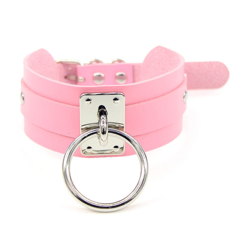 Round Metal BDSM Restraint Collar – Adjustable Bondage Neck Collar