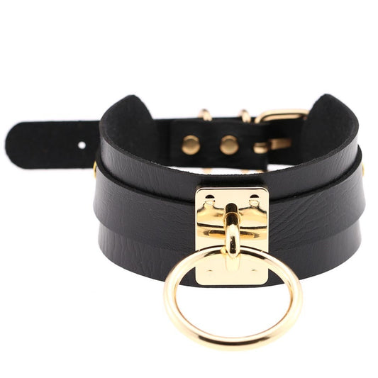 Round Metal BDSM Restraint Collar – Adjustable Bondage Neck Collar