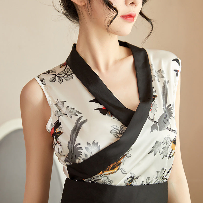 Japanese Bow Kimono – Sexy Printed Bathrobe Lingerie
