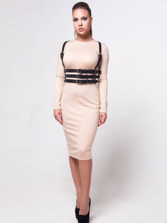 Black Leather Garter Belt Harness – Adjustable Gothic Bondage Lingerie