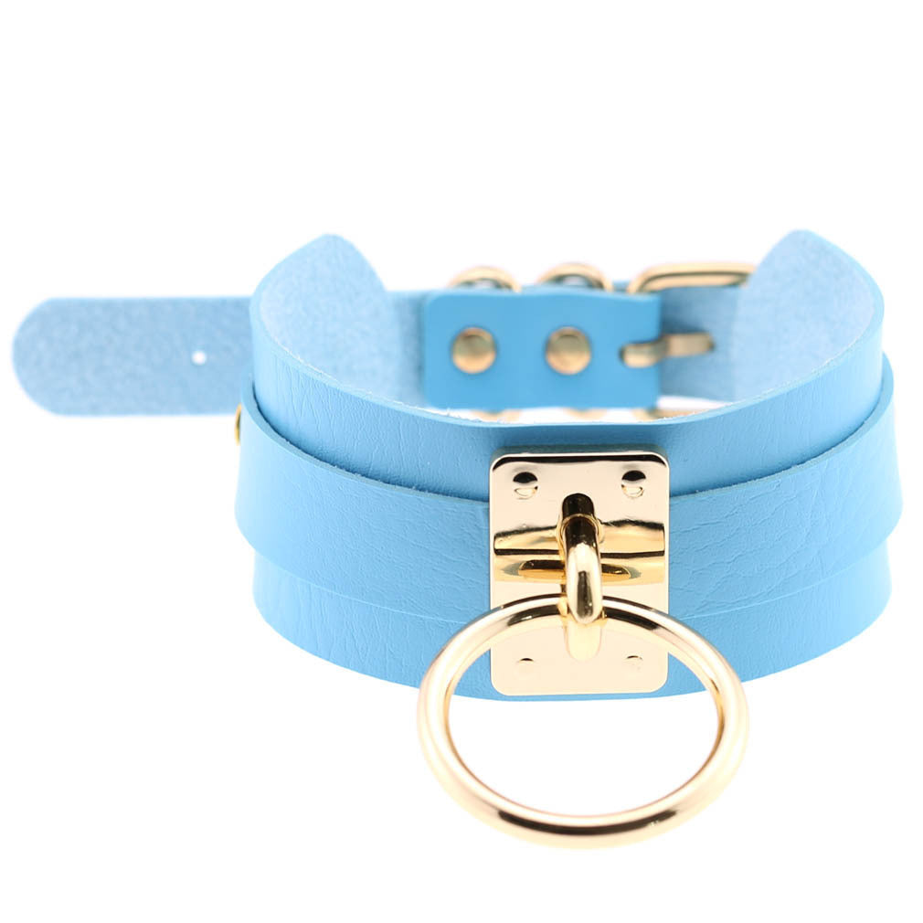 Round Metal BDSM Restraint Collar – Adjustable Bondage Neck Collar