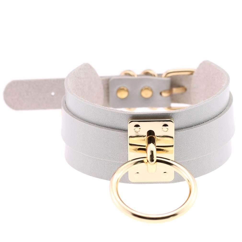 Round Metal BDSM Restraint Collar – Adjustable Bondage Neck Collar