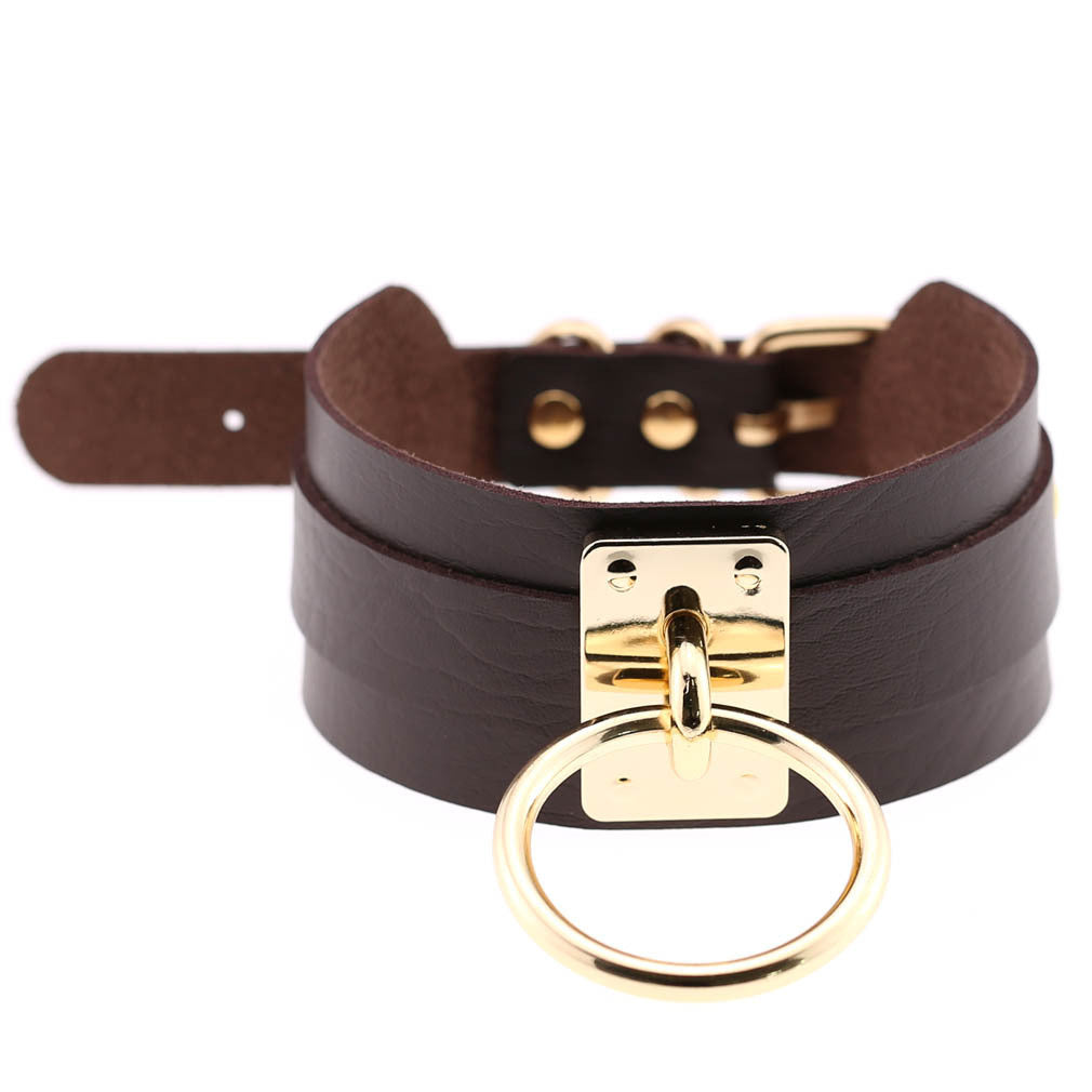 Round Metal BDSM Restraint Collar – Adjustable Bondage Neck Collar