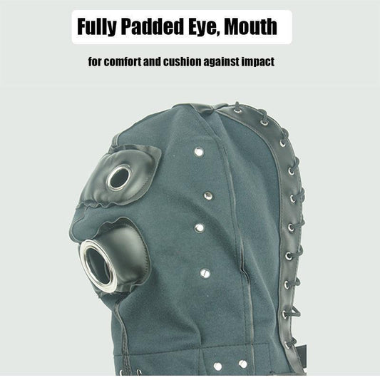 Leather Hood Mask with Removable Dildo & Ball Gag
