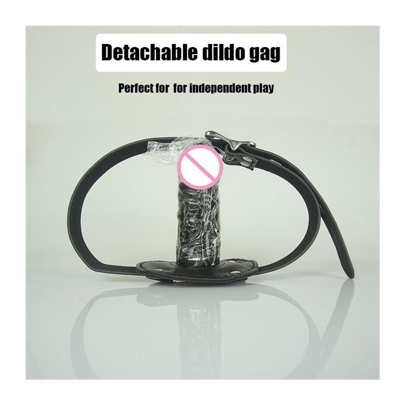 Leather Hood Mask with Removable Dildo & Ball Gag