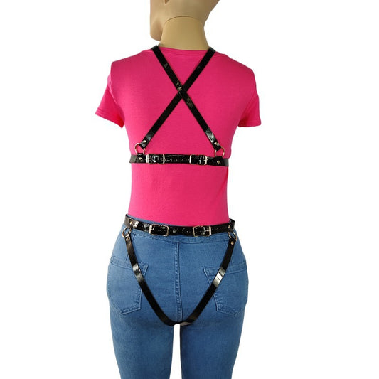 Slim-Fit Leather Bondage Outfit – Sexy Strapless Tube Top Lingerie