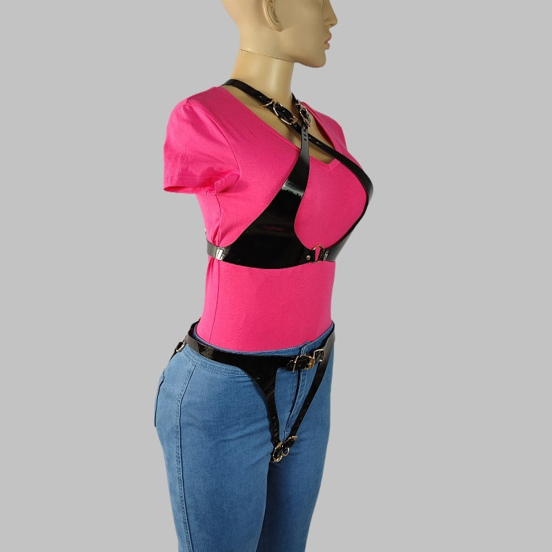 Slim-Fit Leather Bondage Outfit – Sexy Strapless Tube Top Lingerie