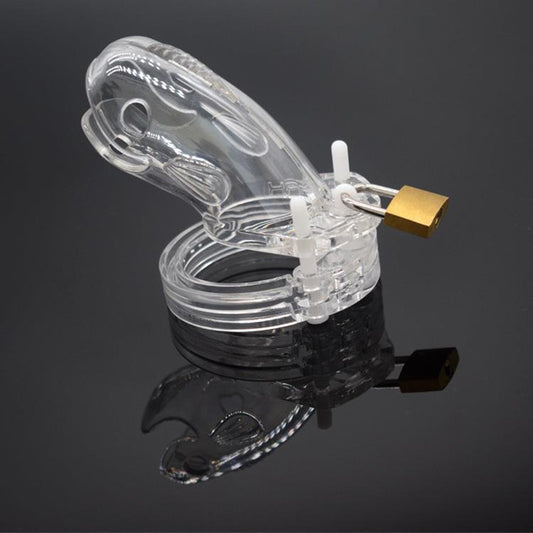Male Plastic Chastity Lock Toy – Adjustable Chastity Cage with Secure Lock