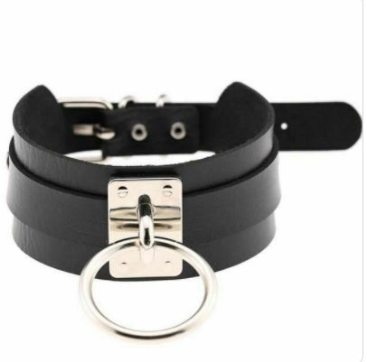 Round Metal BDSM Restraint Collar – Adjustable Bondage Neck Collar