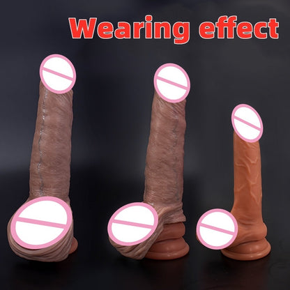 Skin Coloured Ribbed Hollow Silicone Dildo – Realistic Penis Sleeve in Multiple Sizes