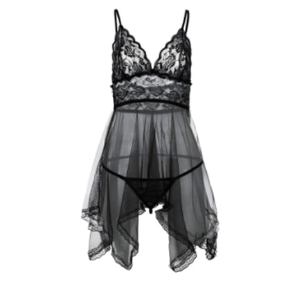 Sexy Lingerie Front Slit Nightdress – Seductive Lace & Sheer Design