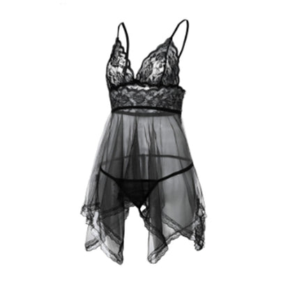 Sexy Lingerie Front Slit Nightdress – Seductive Lace & Sheer Design