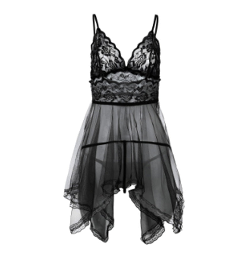 Sexy Lingerie Front Slit Nightdress – Seductive Lace & Sheer Design