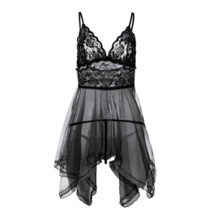 Sexy Lingerie Front Slit Nightdress – Seductive Lace & Sheer Design