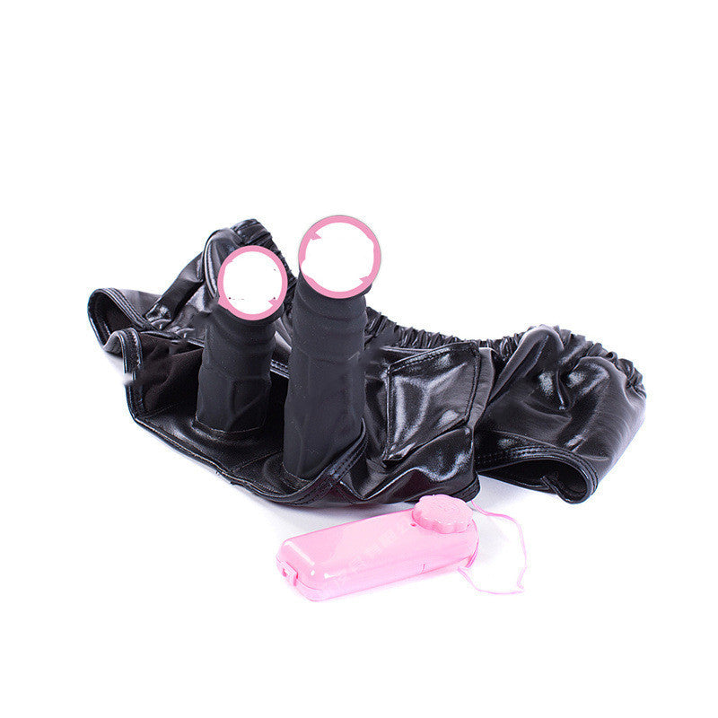 Vibrating Dildo Panties – Silicone & Leather Strap-On for Men & Women