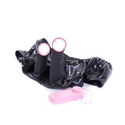 Vibrating Dildo Panties – Silicone & Leather Strap-On for Men & Women