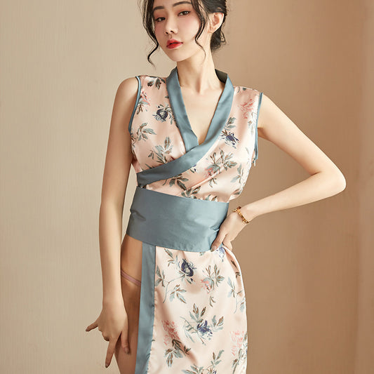 Japanese Bow Kimono – Sexy Printed Bathrobe Lingerie