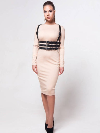 Black Leather Garter Belt Harness – Adjustable Gothic Bondage Lingerie