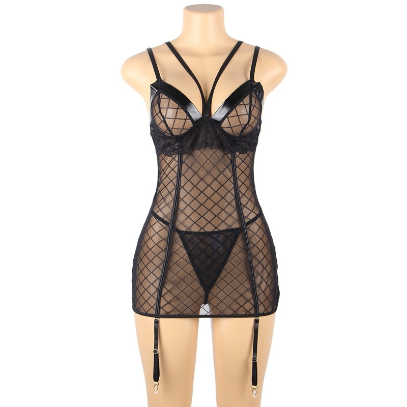 Comeondear Lace Gartered Lingerie – Mesh See-Through Erotische Lingerie Set