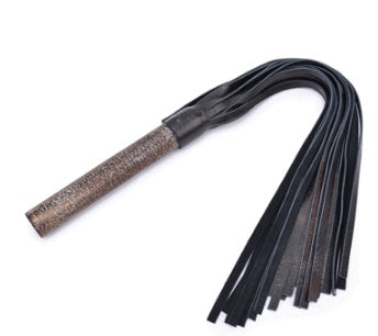 Genuine Leather BDSM Spanking Flogger with Wooden Handle