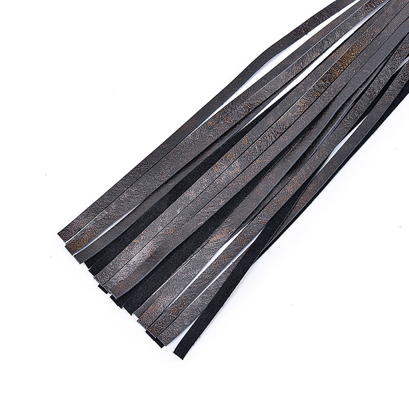 Genuine Leather BDSM Spanking Flogger with Wooden Handle