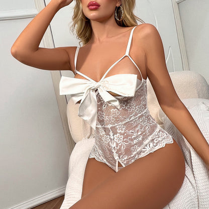 Sexy One-Piece See-through Deep V Lace Lingerie