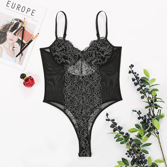 Floral Hollow Stitch One-Piece Sexy Dress