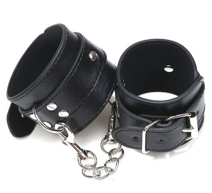 PU Leather BDSM Handcuffs – Adjustable Restraint Cuffs