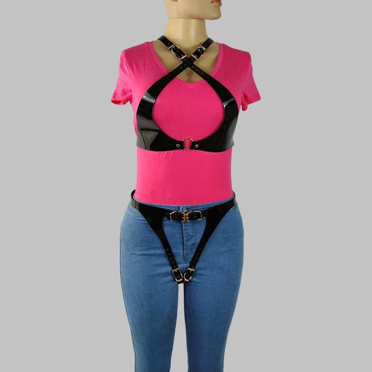 Slim-Fit Leather Bondage Outfit – Sexy Strapless Tube Top Lingerie