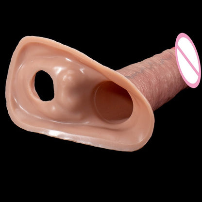 Skin Coloured Ribbed Hollow Silicone Dildo – Realistic Penis Sleeve in Multiple Sizes